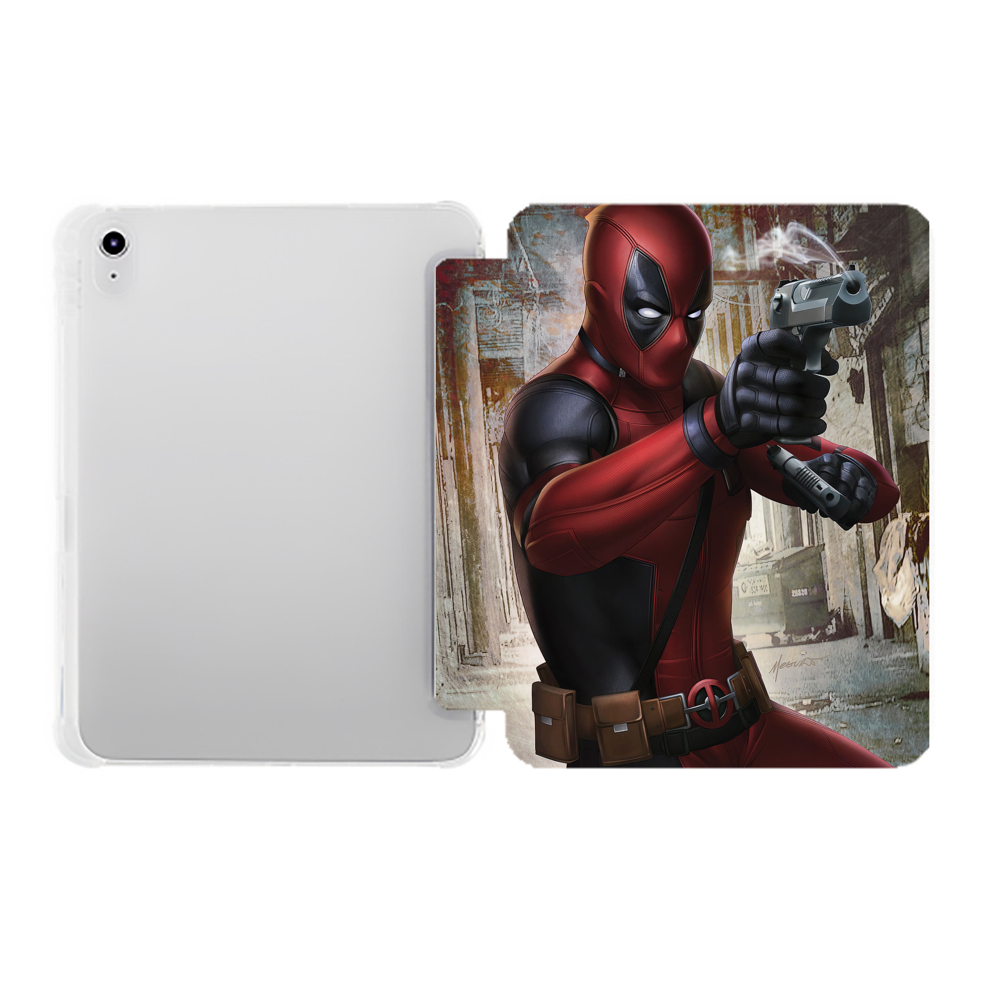 （画像用） Deadpool デッドプール IPad ケース ペン収納付き 三つ折りスタンド PUレザー×シリコン 対応機種9.5/10.5/10.9インチ